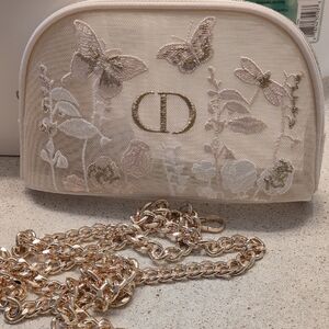 Elegant Cream Designer Clutch with Gold Chain